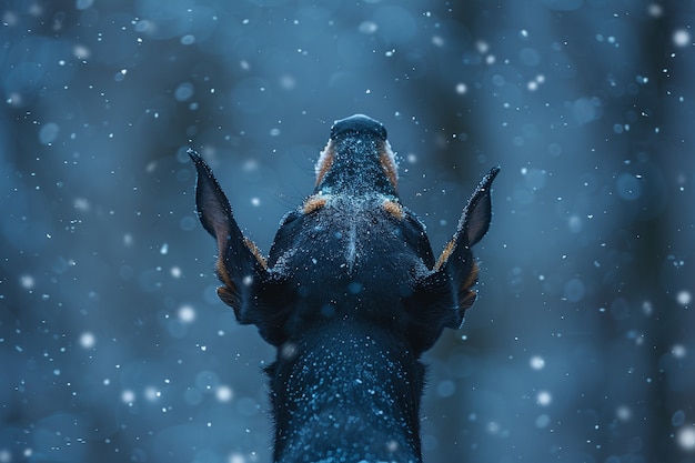 Portrait of adorable doberman dog