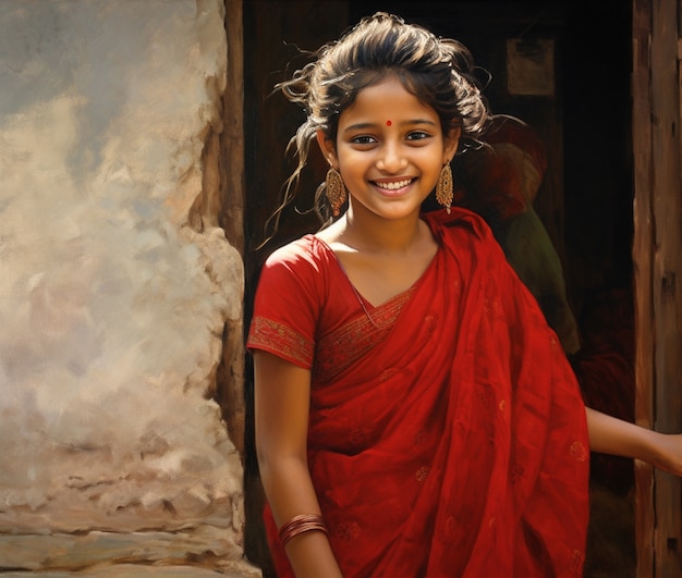 Portrait of adorable indian girl