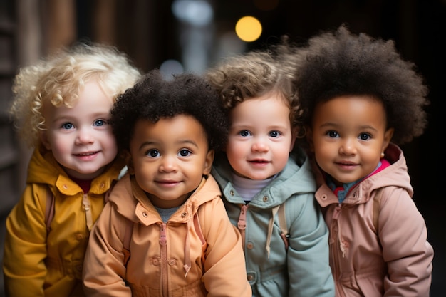 Free photo portrait of adorable newborn babies from different ethnicities