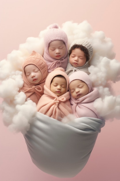 Portrait of adorable newborn babies