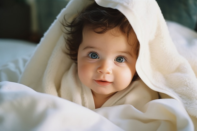 Free Photo portrait of adorable newborn baby