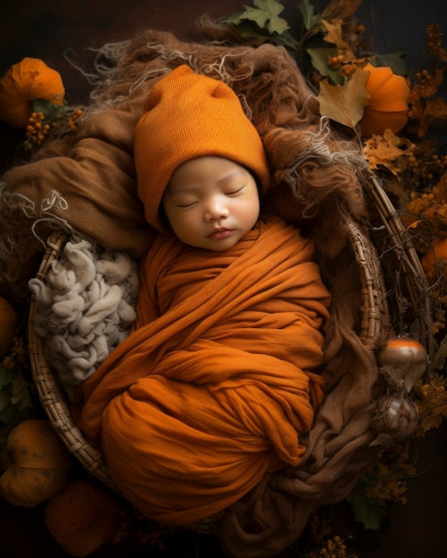 Portrait of adorable newborn baby