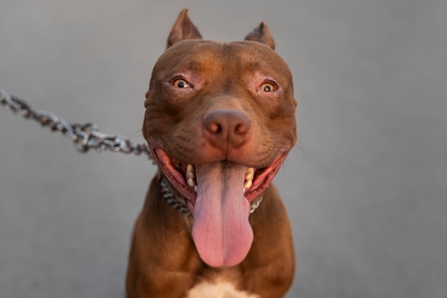 Free photo portrait of adorable pitbull dog