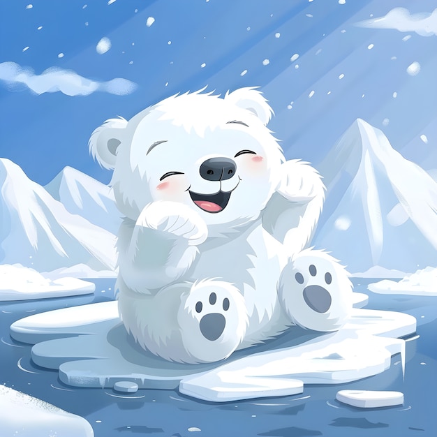 Free Photo portrait of adorable white polar bear with snow