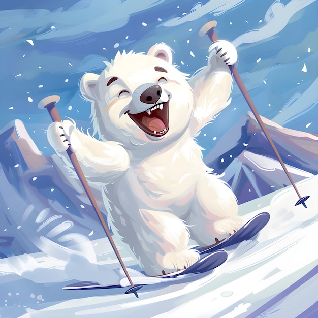 Free photo portrait of adorable white polar bear with snow