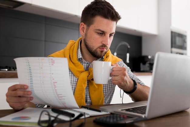 Portrait of adult male working from home