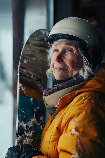 Free photo portrait of adult snowboarding