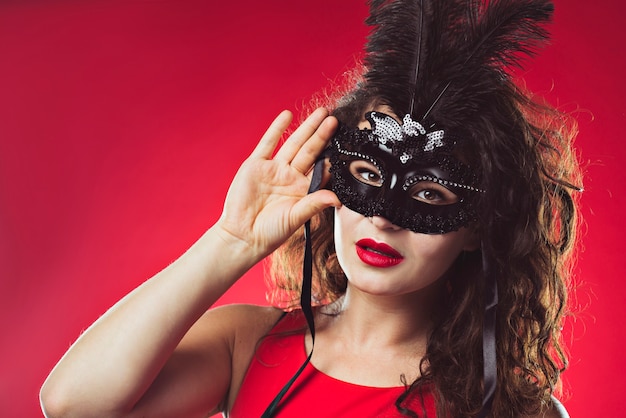 Free Photo portrait of adult woman in black mask