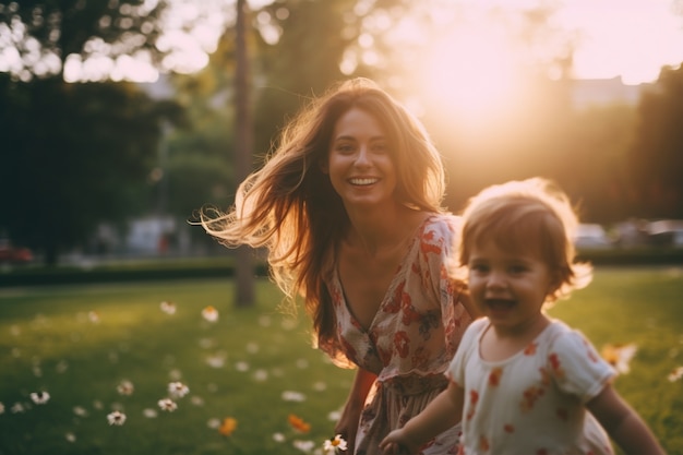 Portrait of affectionate happy mother and child