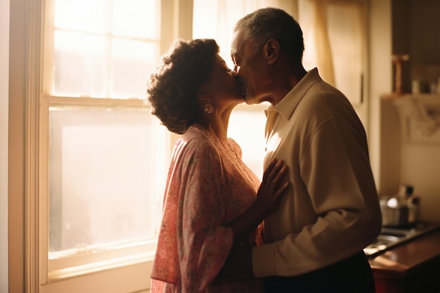 Portrait of affectionate loving senior couple