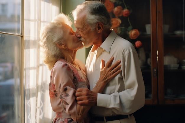 Portrait of affectionate loving senior couple