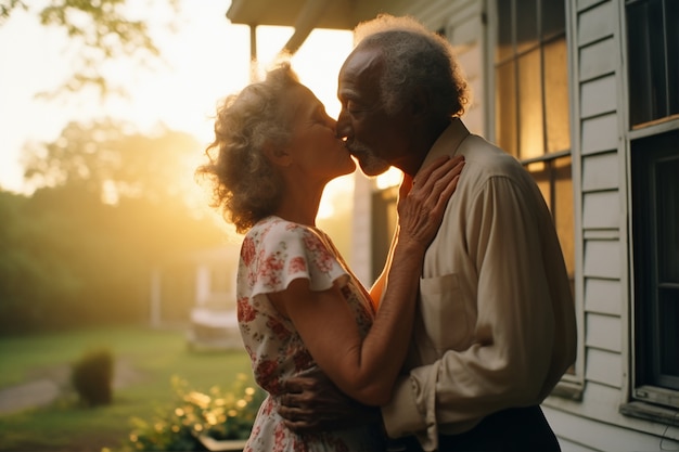 Portrait of affectionate loving senior couple