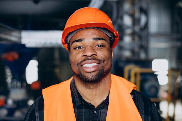 Free Photo portrait of african american man at a factory