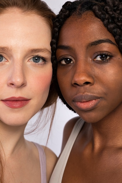 Free Photo portrait of african american and redhead woman