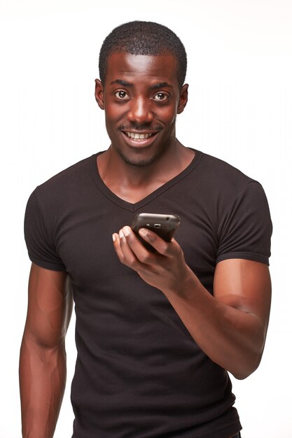 Portrait of african man talking on the phone