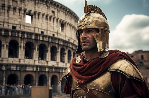 Free Photo portrait of ancient roman empire warrior