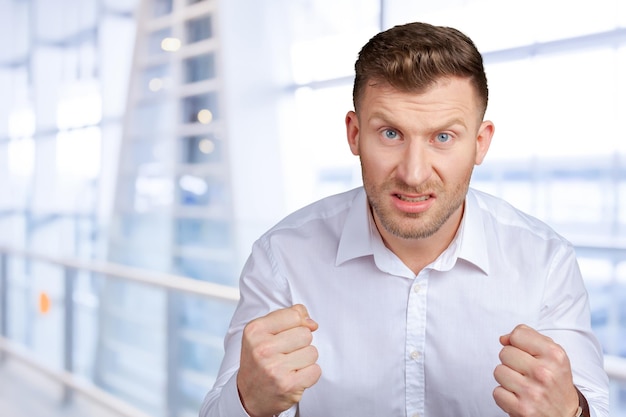 Portrait of angry young man