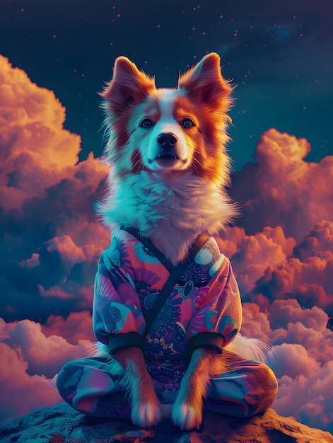 Free Photo portrait of animal meditating and practicing mindfulness in digital art style