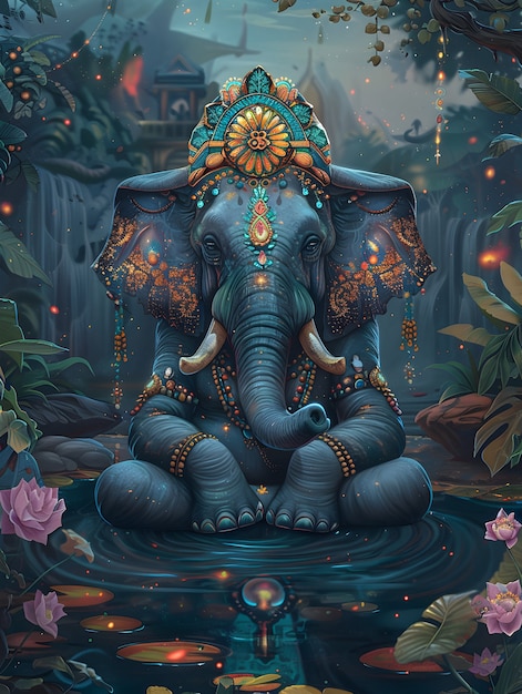 Free photo portrait of animal meditating and practicing mindfulness in digital art style