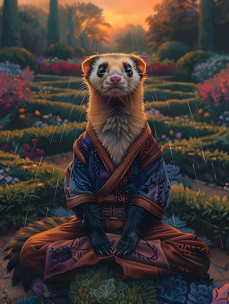 Free Photo portrait of animal meditating and practicing mindfulness in digital art style