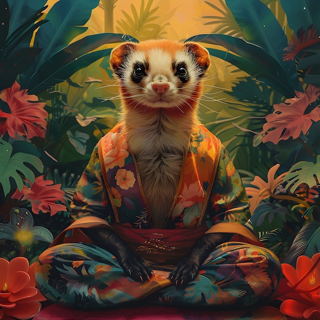 Free Photo portrait of animal meditating and practicing mindfulness in digital art style