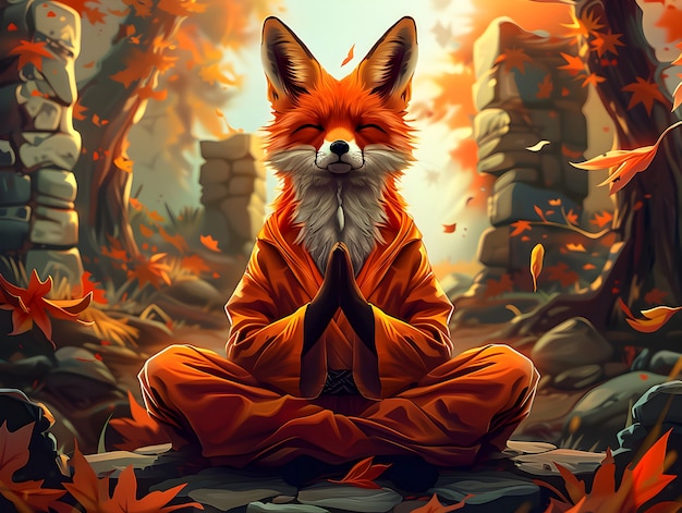 Free photo portrait of animal meditating and practicing mindfulness in digital art style