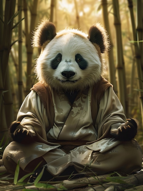 Free photo portrait of animal meditating and practicing mindfulness in digital art style