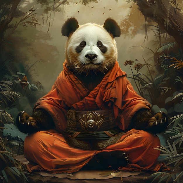 Free photo portrait of animal meditating and practicing mindfulness in digital art style