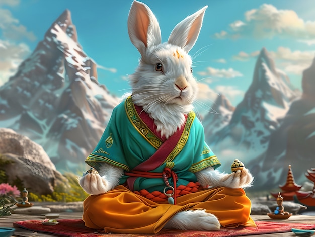 Free photo portrait of animal meditating and practicing mindfulness in digital art style