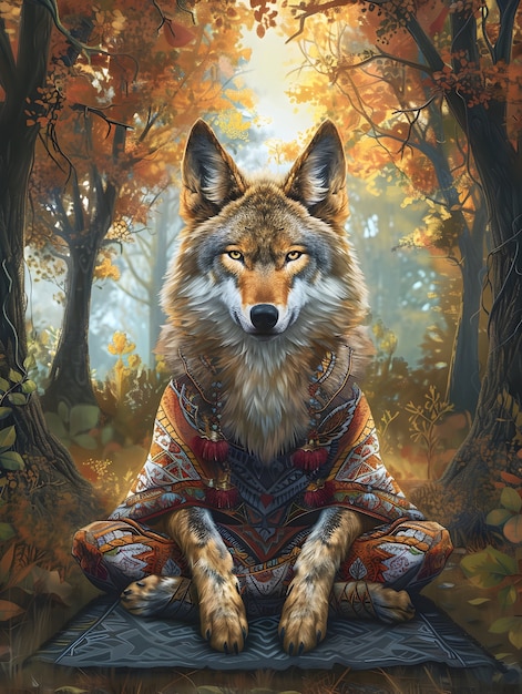 Free Photo portrait of animal meditating and practicing mindfulness in digital art style