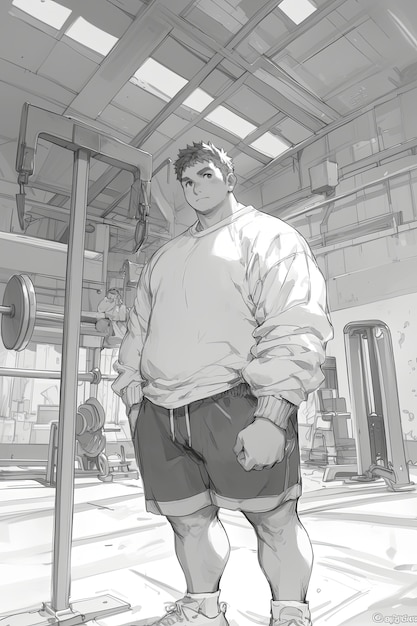 Free photo portrait of anime character doing fitness and exercising