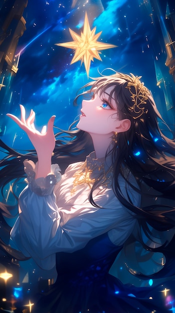 Portrait of anime character with stars