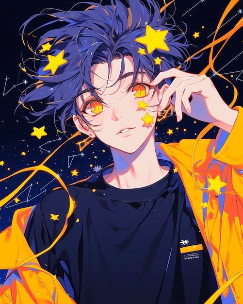 Portrait of anime character with stars