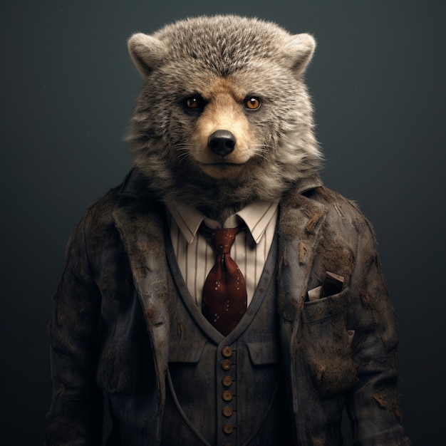 Free Photo portrait of anthropomorphic animal dressed in human clothes