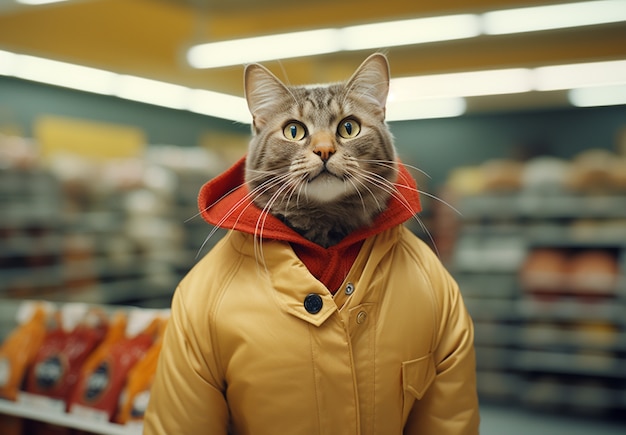 Free photo portrait of anthropomorphic cat dressed in human clothes