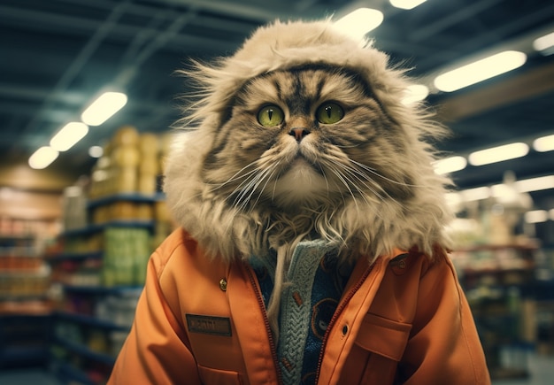 Free photo portrait of anthropomorphic cat dressed in human clothes