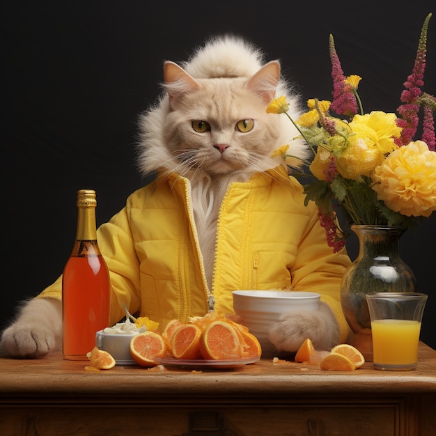 Free photo portrait of anthropomorphic cat dressed in human clothes