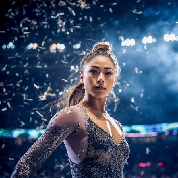 Portrait of asian gymnast getting ready for competition