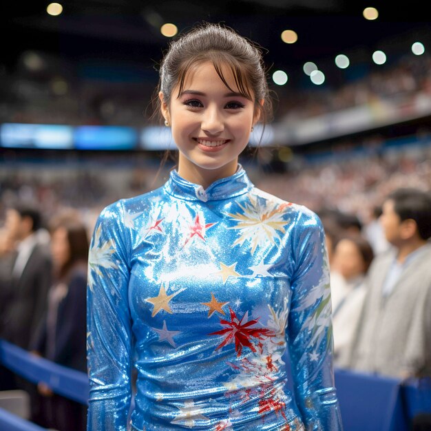 Portrait of asian gymnast getting ready for competition