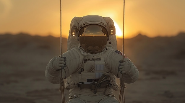 Free Photo portrait of astronaut in space suit doing common activity outdoors