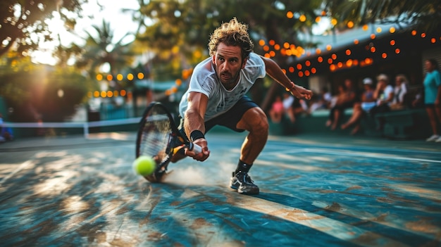 Portrait of athletic male tennis player