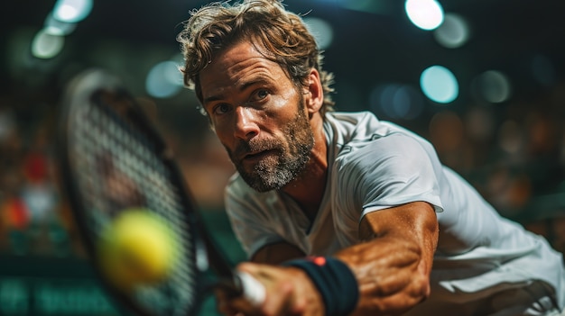 Portrait of athletic male tennis player