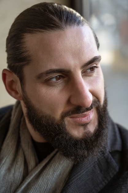 Portrait of attractive man with beard