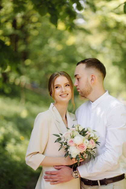 Portrait of an attractive young couple in love outdoors