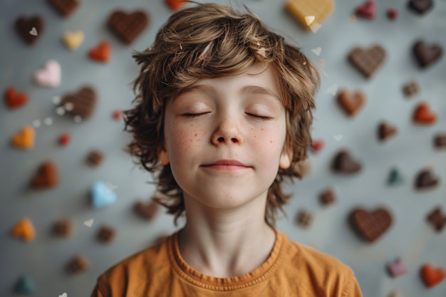 Free photo portrait of autistic kid in fantasy world