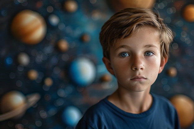 Free Photo portrait of autistic kid in fantasy world