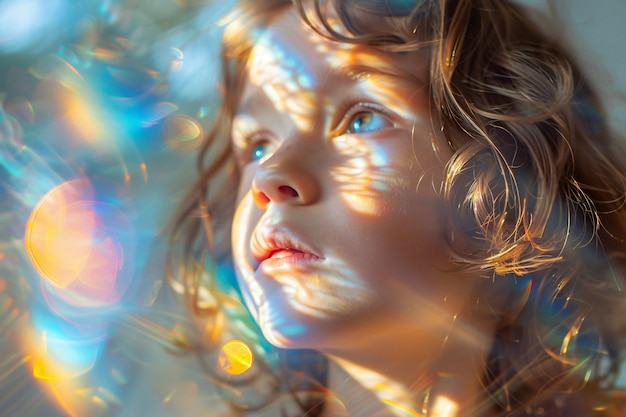 Free Photo portrait of autistic kid in fantasy world