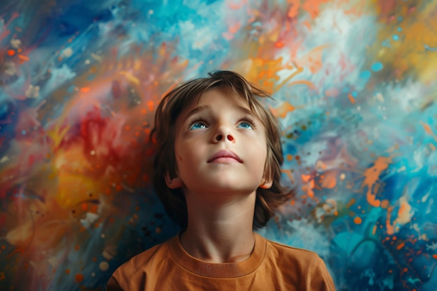 Free Photo portrait of autistic kid in fantasy world