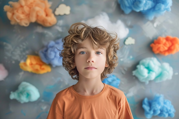 Free Photo portrait of autistic kid in fantasy world