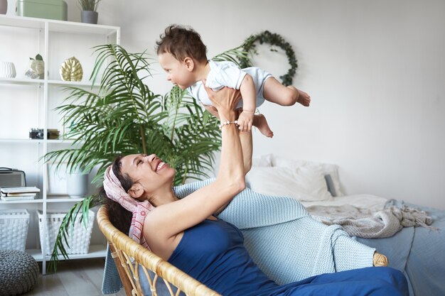 A portrait of a baby boy and mother